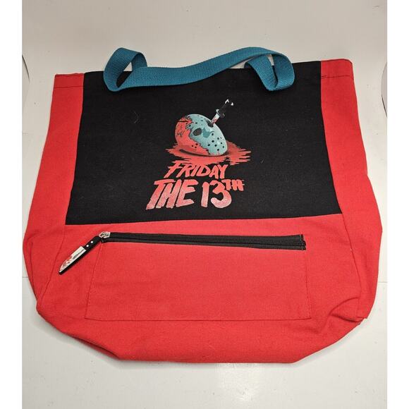 Friday The 13th Jason Lives Tote Bag - Official Licensed Camp Crystal Lake Design, 16x16 Inches